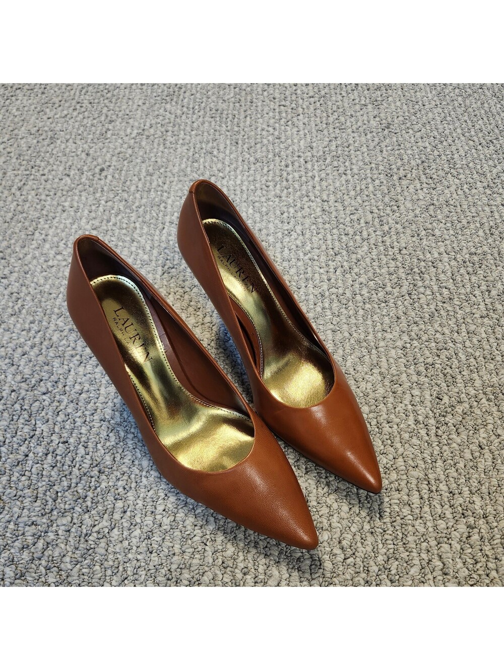 Lauren Ralph Lauren Brown Pointed Toe Leather Pumps